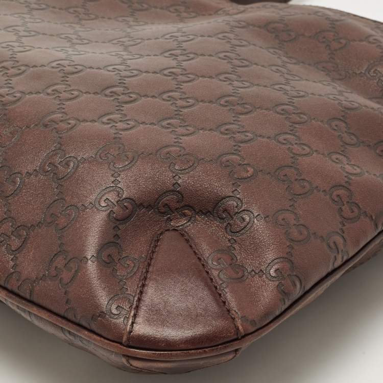 Pre Owned Gucci Dark Brown Guccissima Leather Horsebit Creole Hobo