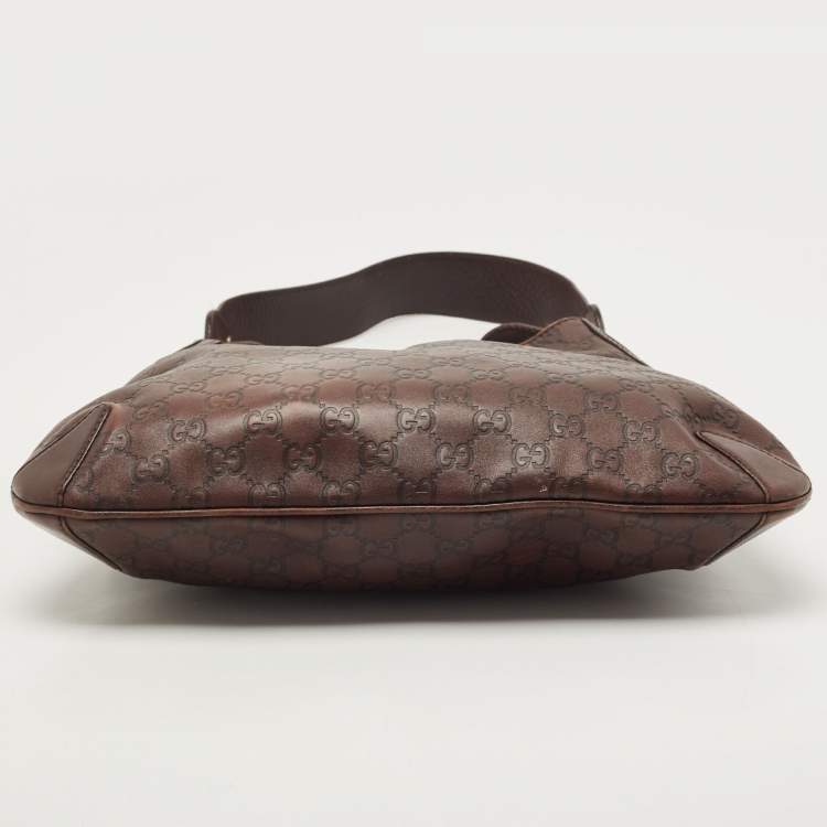 Pre Owned Gucci Dark Brown Guccissima Leather Horsebit Creole Hobo