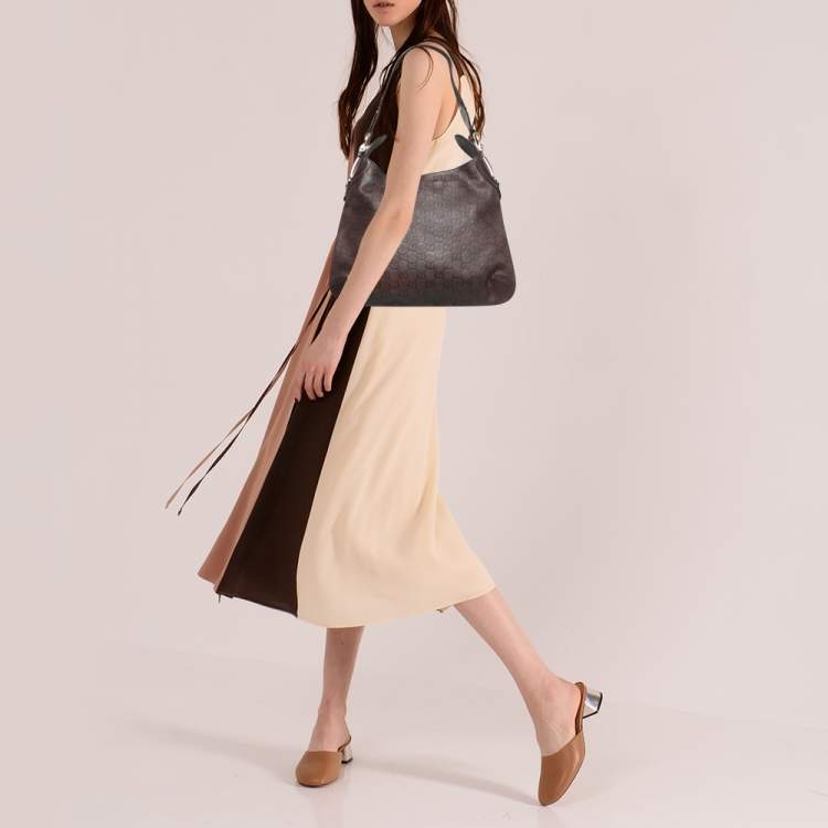 Pre Owned Gucci Dark Brown Guccissima Leather Horsebit Creole Hobo