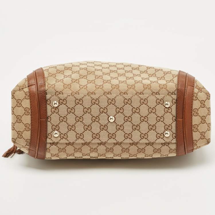 مملوكة مسبقًا Gucci Brown/Beige GG Canvas and Leather Medium Bella Hobo