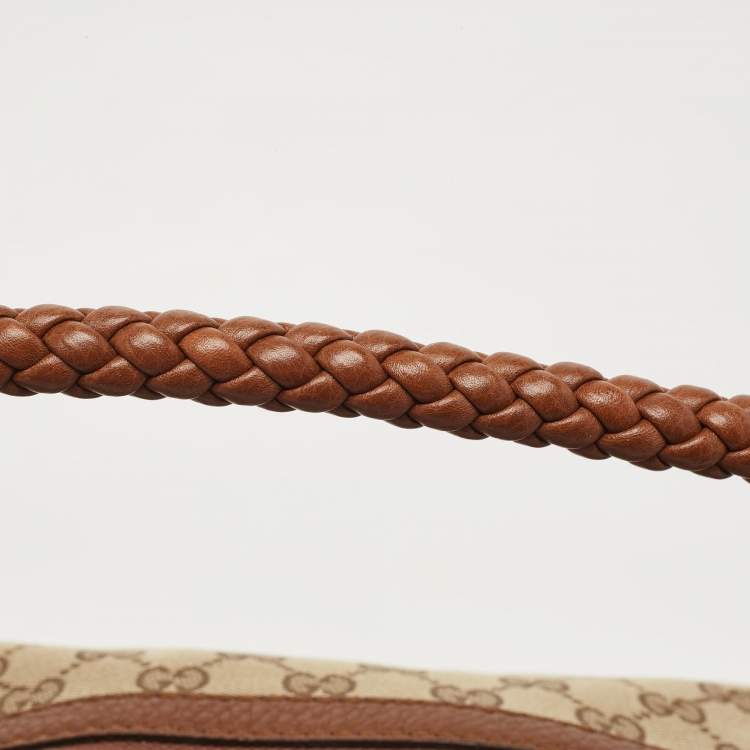 مملوكة مسبقًا Gucci Brown/Beige GG Canvas and Leather Medium Bella Hobo