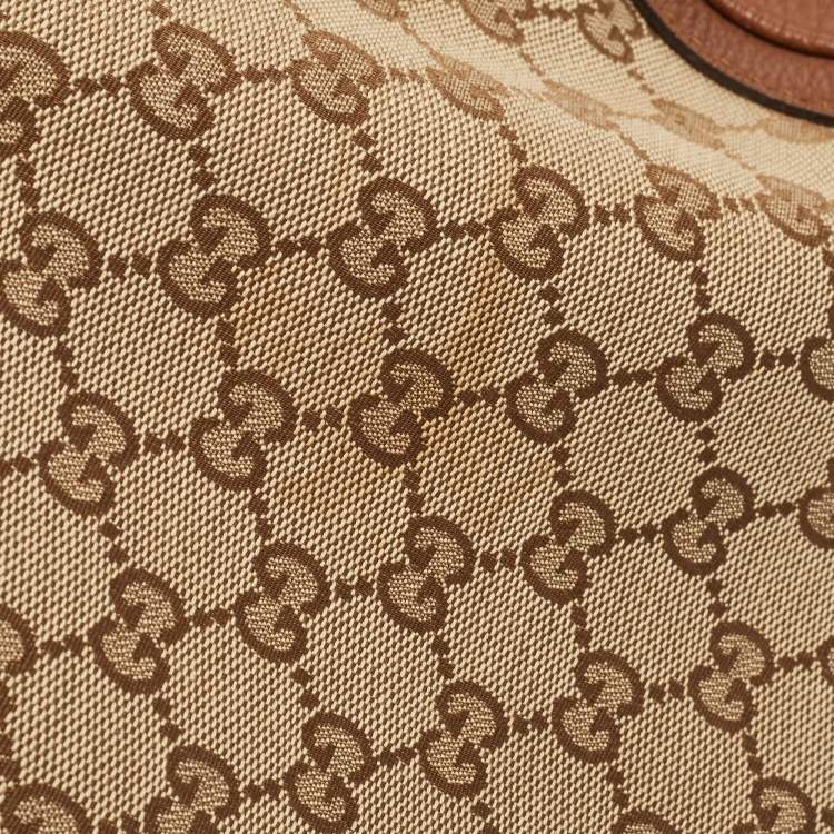 مملوكة مسبقًا Gucci Brown/Beige GG Canvas and Leather Medium Bella Hobo
