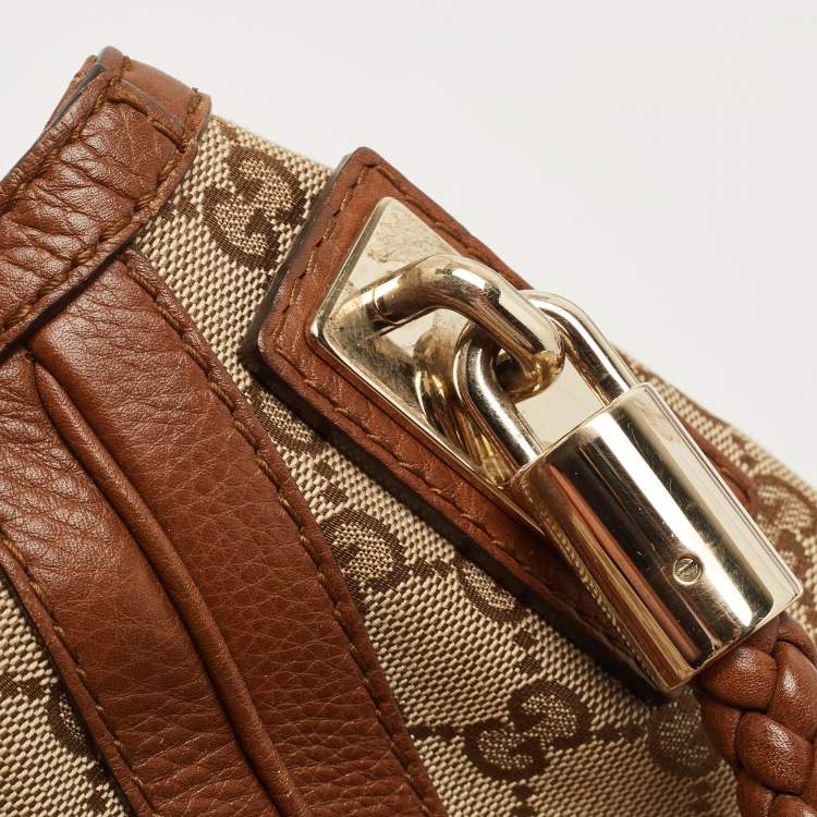 مملوكة مسبقًا Gucci Brown/Beige GG Canvas and Leather Medium Bella Hobo