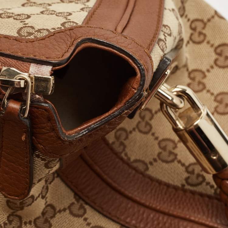 مملوكة مسبقًا Gucci Brown/Beige GG Canvas and Leather Medium Bella Hobo