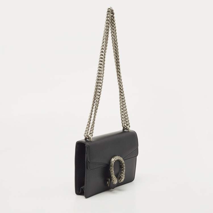 Pre Owned Gucci Black Leather Mini Dionysus Shoulder Bag