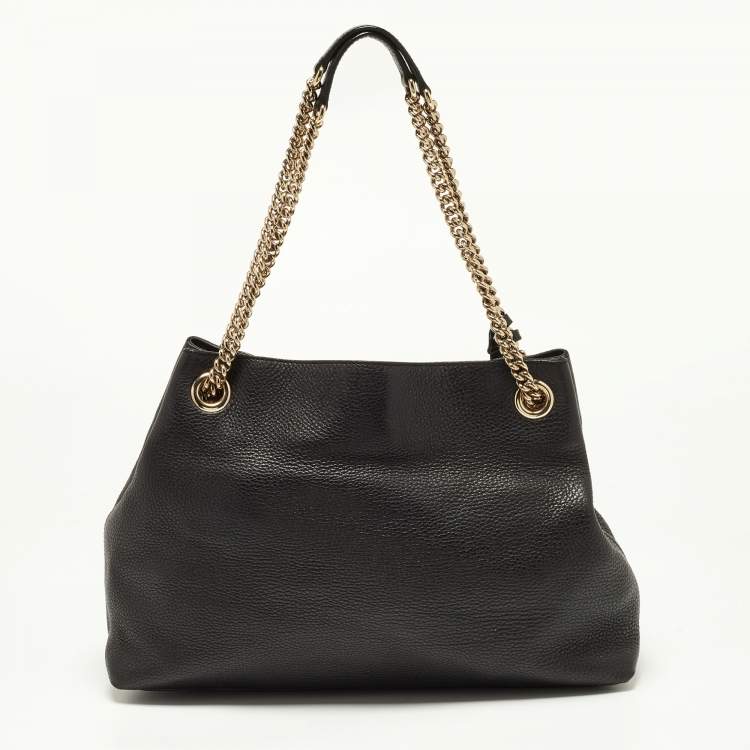 Pre Owned Gucci Black Leather Medium Soho Chain Shoulder Bag