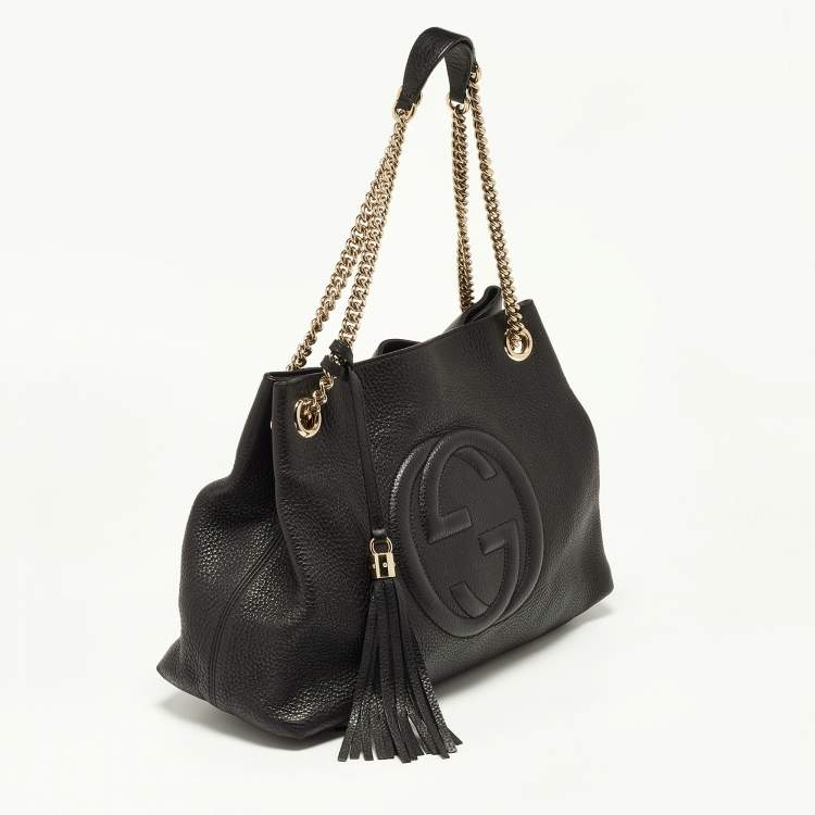 Pre Owned Gucci Black Leather Medium Soho Chain Shoulder Bag