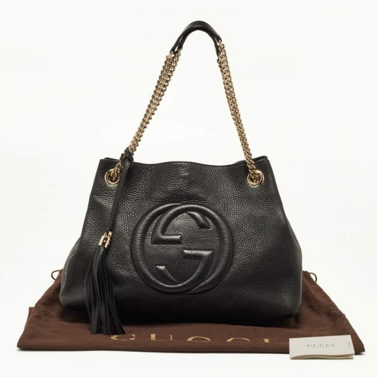 Pre Owned Gucci Black Leather Medium Soho Chain Shoulder Bag