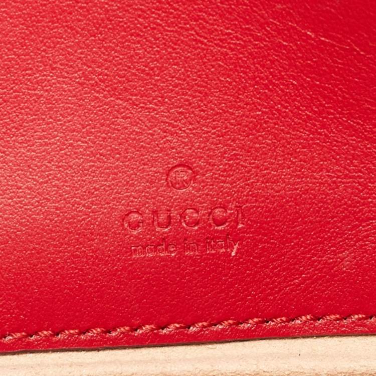 Pre Owned Gucci Red Matelassé Leather Mini GG Marmont Chain Crossbody Bag