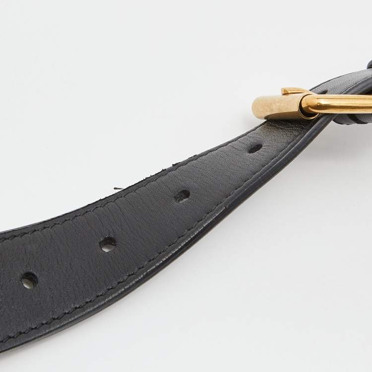 Pre Owned Gucci Black Matelassé Leather GG Marmont Belt Bag