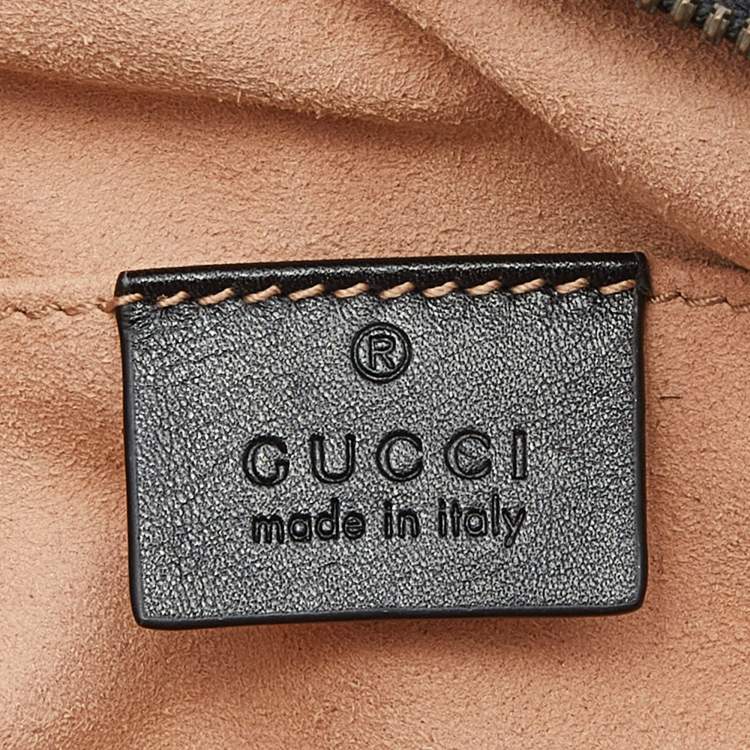 Pre Owned Gucci Black Matelassé Leather GG Marmont Belt Bag