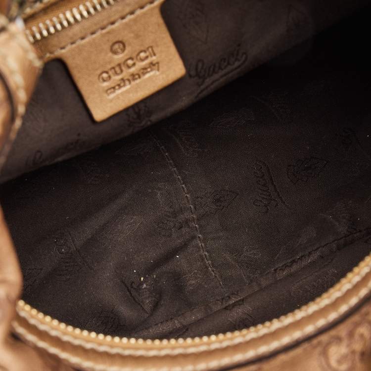 Pre Owned Gucci Metallic Brown Guccissima Canvas and Leather GG Twins Medium Hobo