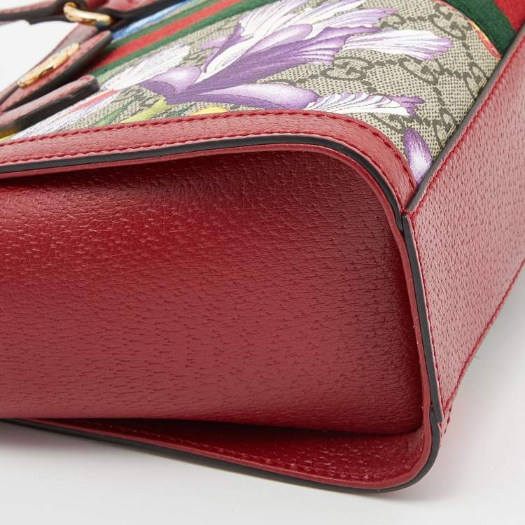 Pre Owned Gucci Multicolor GG Supreme Flora Canvas and Leather Small Ophidia Tote