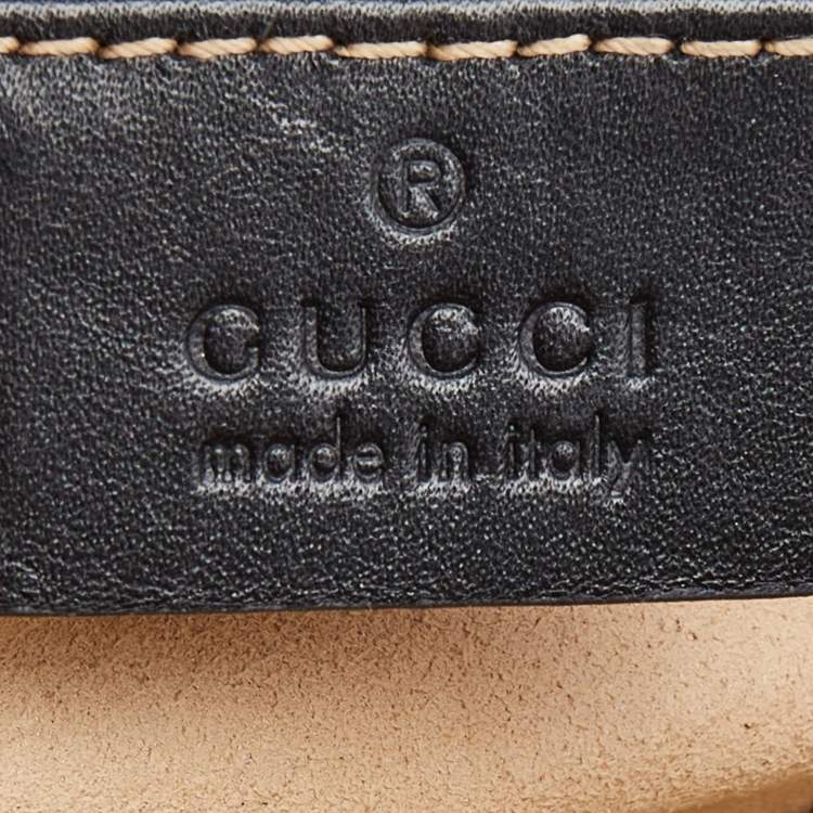 Pre Owned Gucci Black Matelassé Leather GG Marmont Belt Bag