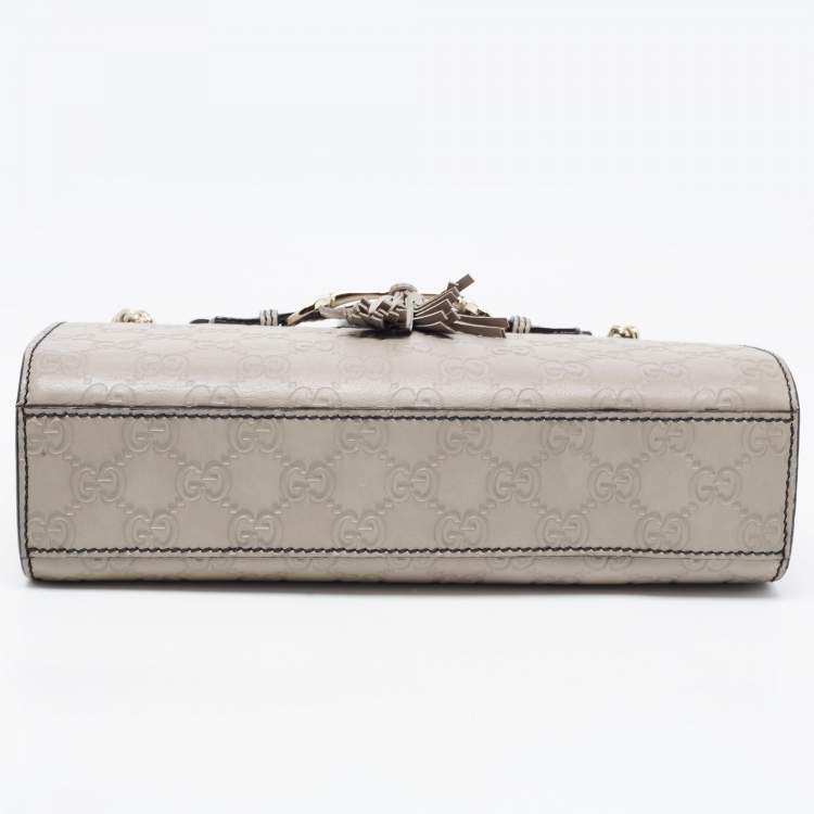 Pre Owned Gucci Grey Guccissima Leather Small Emily Chain Shoulder Bag