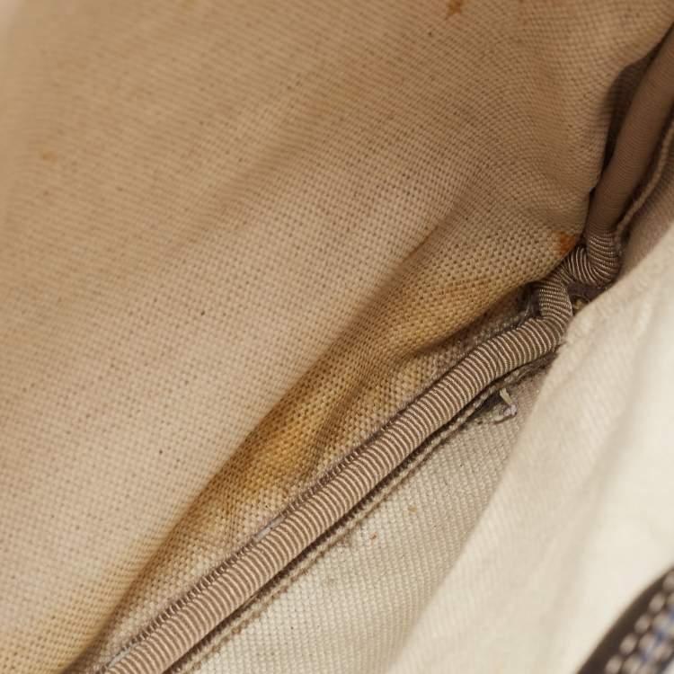 Pre Owned Gucci Grey/Blue GG Supreme Canvas and Leather Crossbody Bag