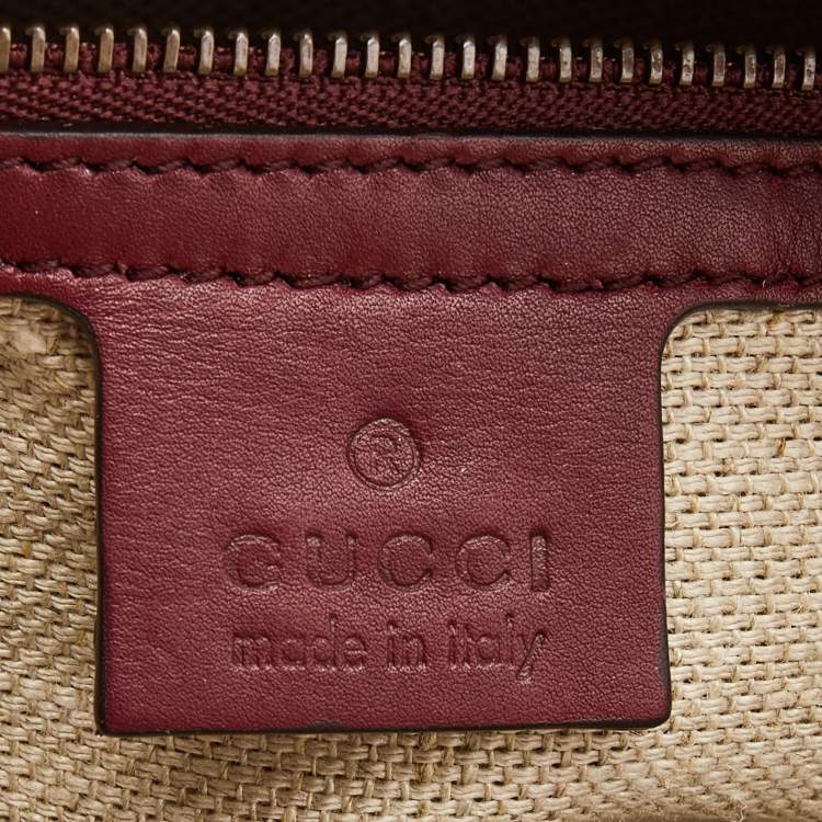 Pre Owned Gucci Burgundy Duilio Brogue Leather Chablis Duffel Bag