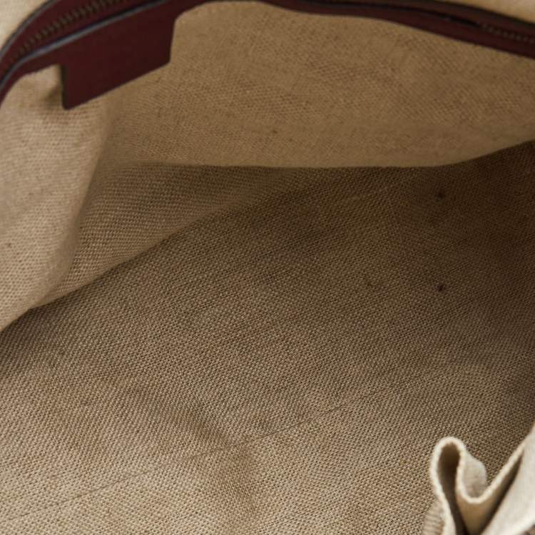 Pre Owned Gucci Burgundy Duilio Brogue Leather Chablis Duffel Bag