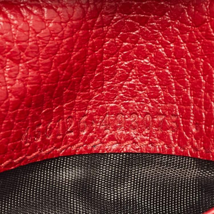 Pre Owned Gucci Red Leather GG Marmont Flap Card Case
