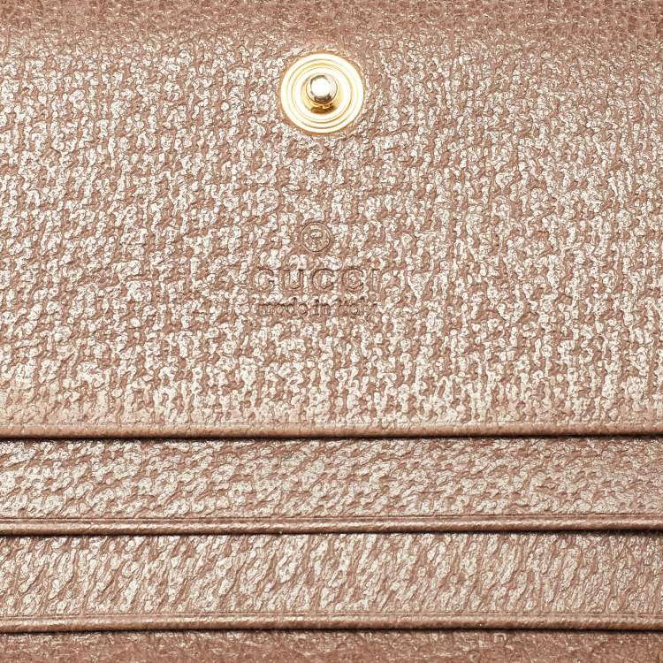Pre Owned Gucci Brown GG Supreme Canvas and Leather Web Ophidia Card Case Wallet