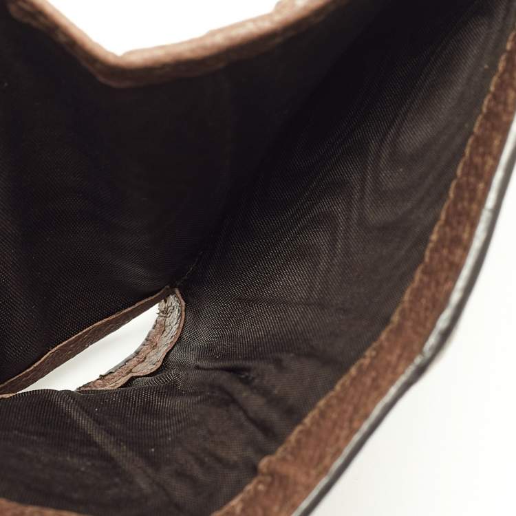 Pre Owned Gucci Brown GG Supreme Canvas and Leather Web Ophidia Card Case Wallet