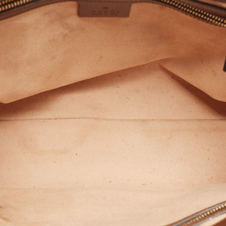 Pre Owned Gucci Brown/Beige GG Supreme Canvas and Leather Medium Web Jackie 1961 Tote