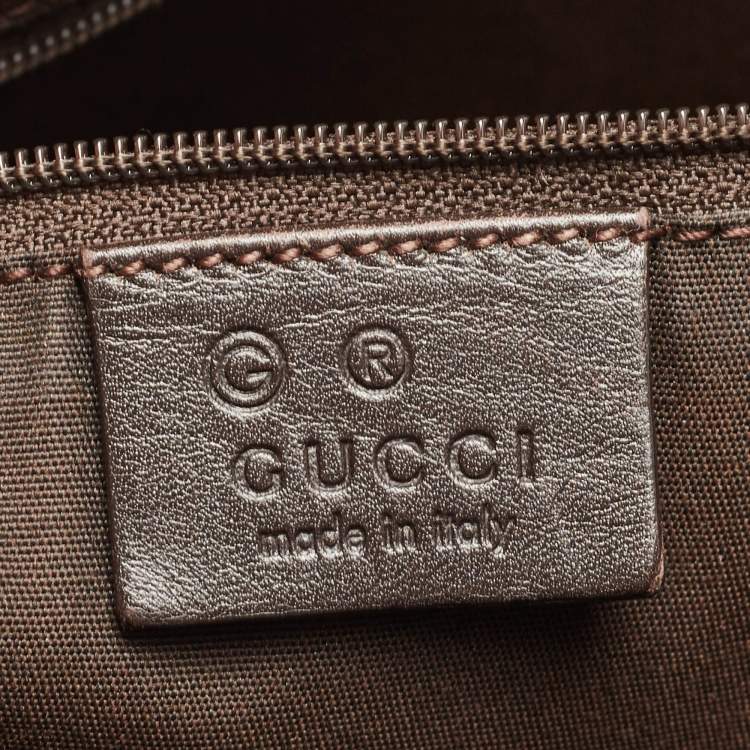 Pre Owned Gucci Dark Brown Canvas And Leather Large Shopping Tote