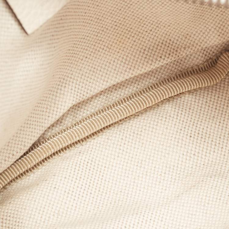 Pre Owned Gucci Off White Leather Logo Web Belt Bag