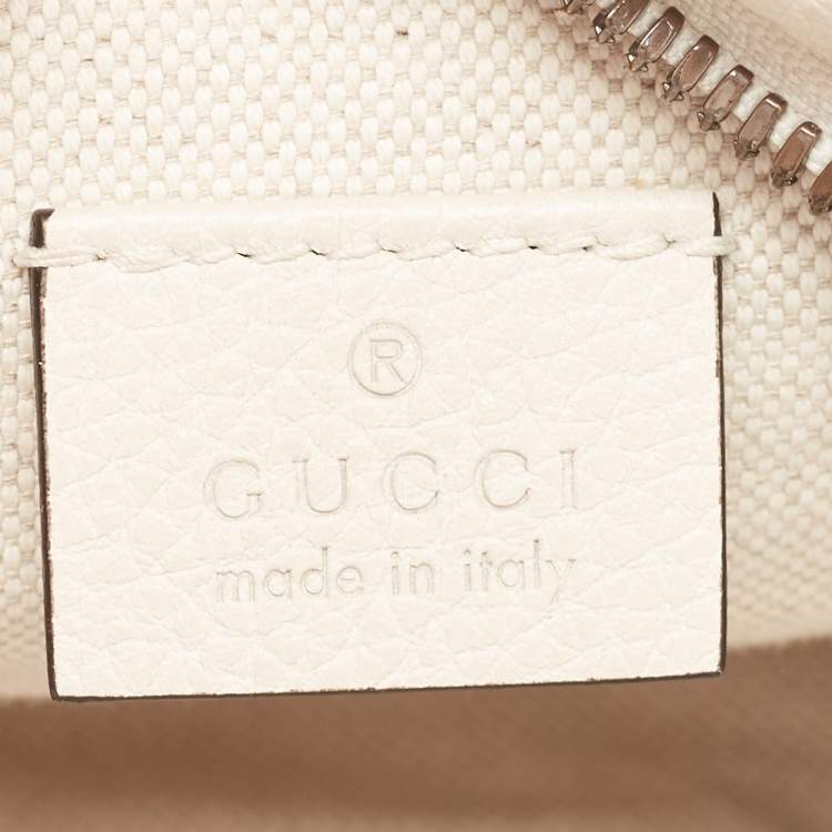Pre Owned Gucci Off White Leather Logo Web Belt Bag