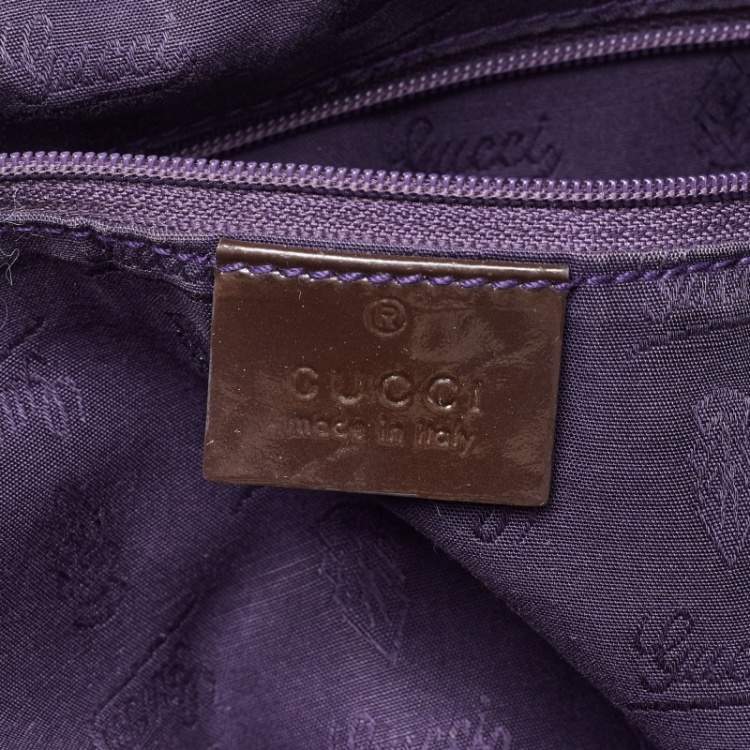 Pre Owned Gucci Beige/Brown GG Canvas and Patent Leather Small Jolie Web Charms Tote