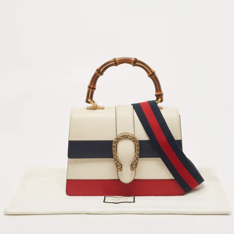 Pre Owned Gucci Tricolor Leather Medium Dionysus Bamboo Top Handle Bag