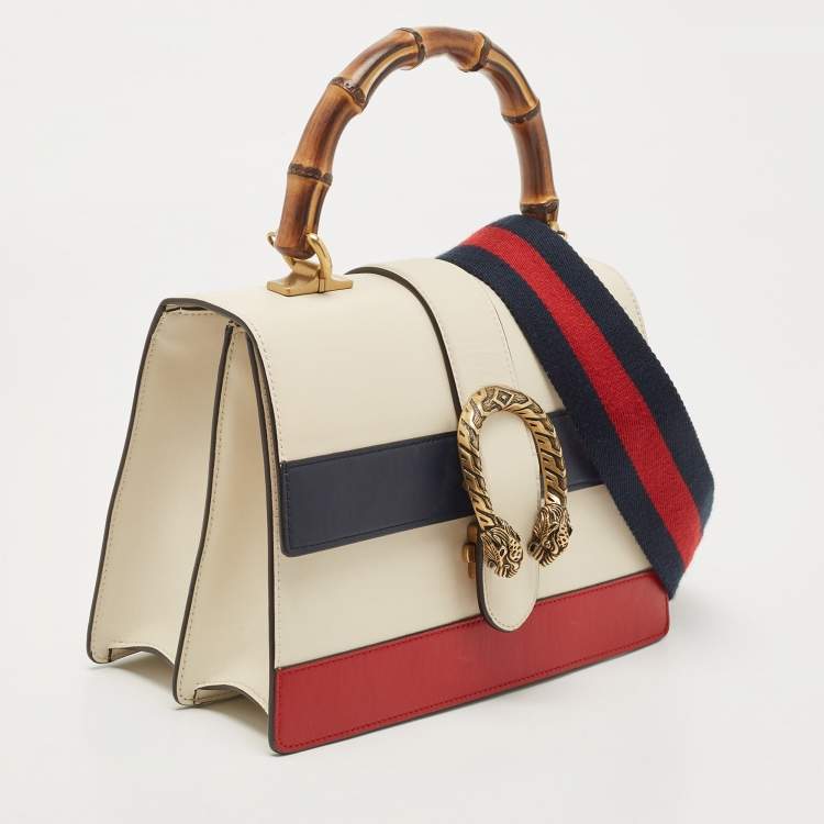 Pre Owned Gucci Tricolor Leather Medium Dionysus Bamboo Top Handle Bag