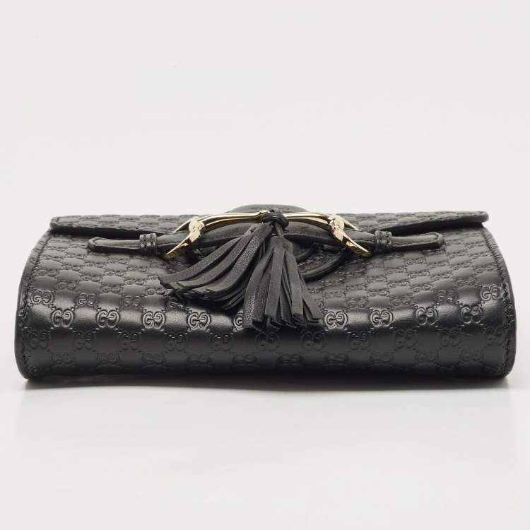 Pre Owned Gucci Black Microguccissima Leather Mini Emily Crossbody Bag