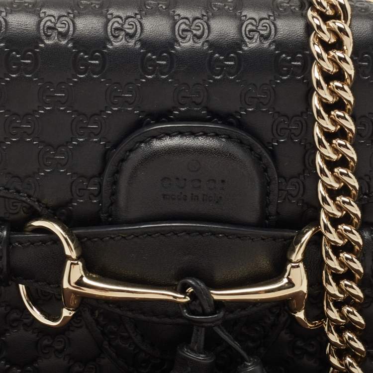 Pre Owned Gucci Black Microguccissima Leather Mini Emily Crossbody Bag