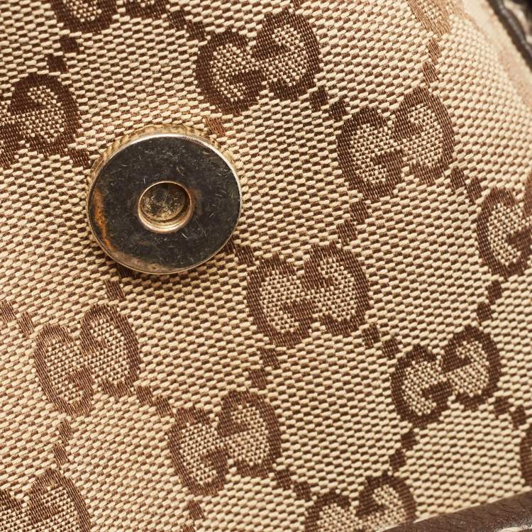 Pre Owned Gucci Beige/Brown GG Canvas and Leather Large New Ladies Web Hobo