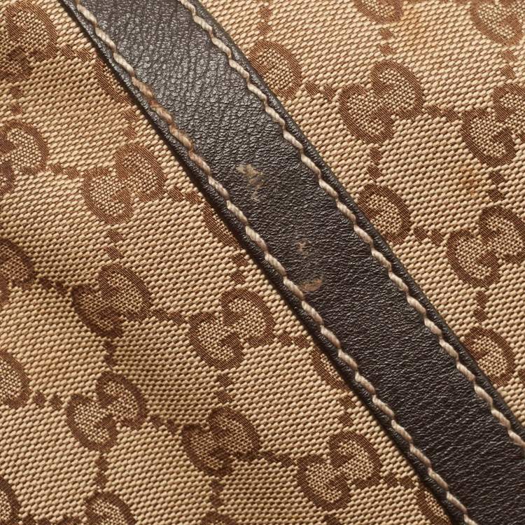Pre Owned Gucci Beige/Brown GG Canvas and Leather Large New Ladies Web Hobo