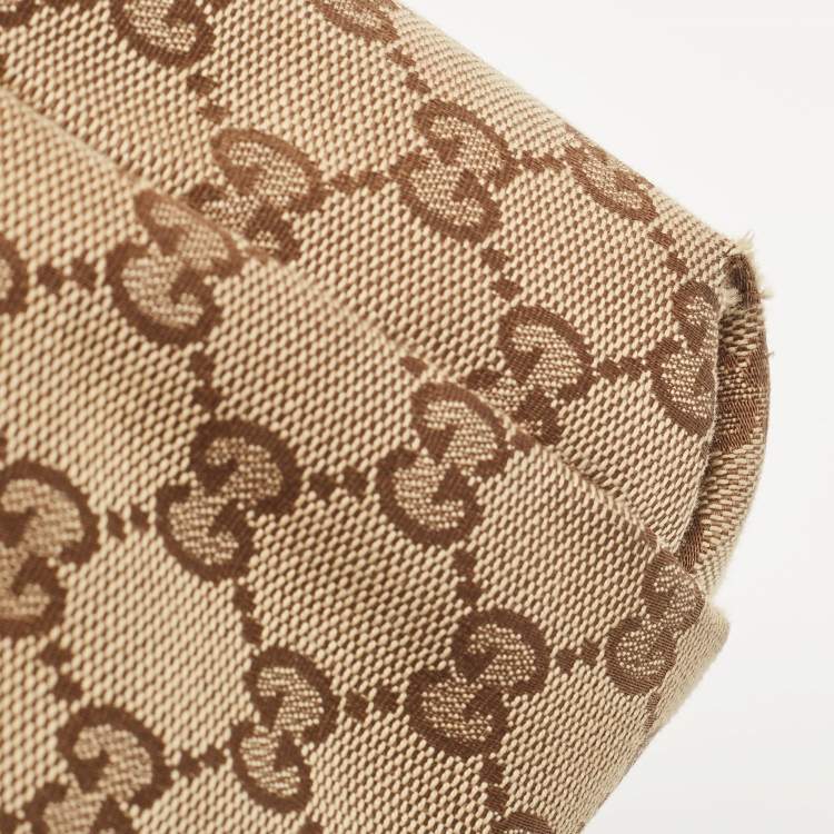 Pre Owned Gucci Beige/Brown GG Canvas and Leather Large New Ladies Web Hobo