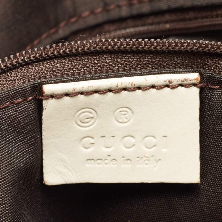 Pre Owned Gucci Off White/Blue Signature Print Canvas Large Shopper Tote