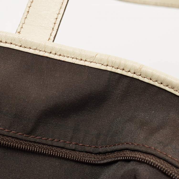 Pre Owned Gucci Off White/Blue Signature Print Canvas Large Shopper Tote