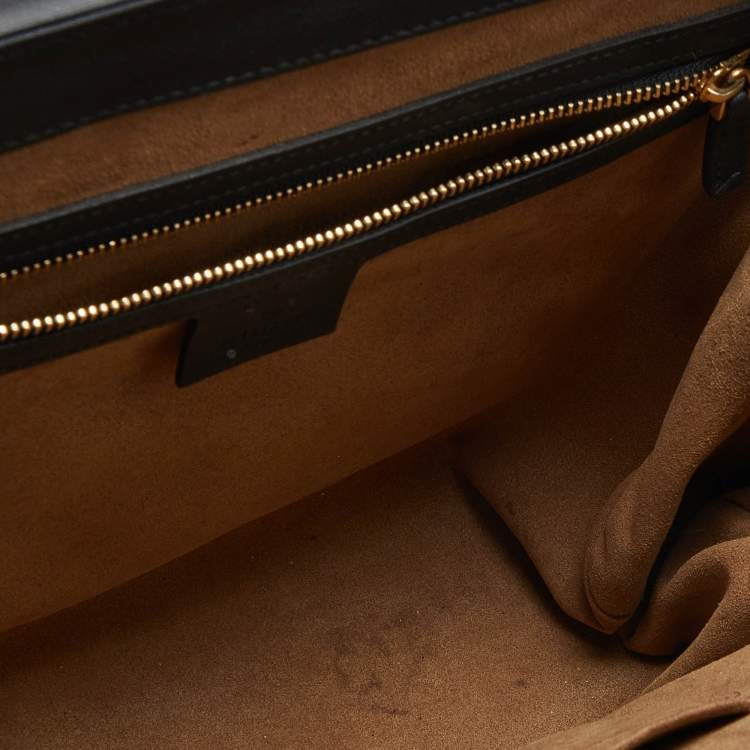 Pre Owned Gucci Multicolor GG Supreme Canvas and Leather Medium Padlock Top Handle Bag