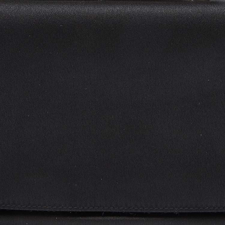 Pre Owned Gucci Black Satin Vintage Baguette Bag