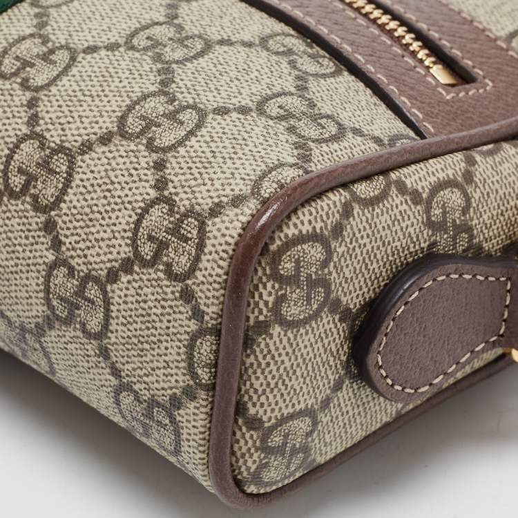 Pre Owned Gucci Beige GG Supreme Canvas and Leather Mini Ophidia Crossbody Bag