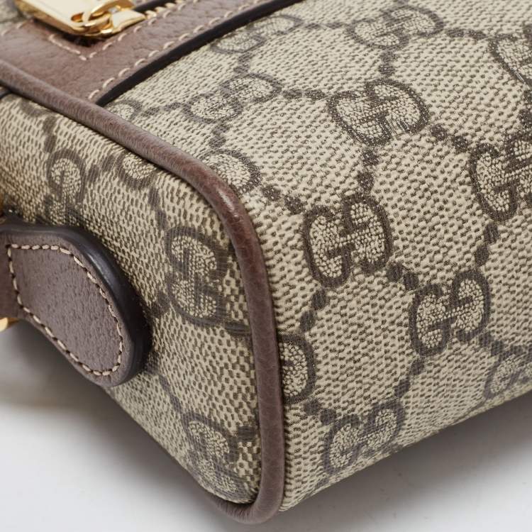 Pre Owned Gucci Beige GG Supreme Canvas and Leather Mini Ophidia Crossbody Bag