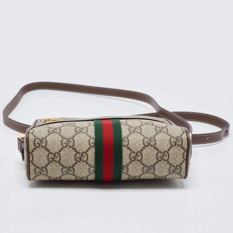 Pre Owned Gucci Beige GG Supreme Canvas and Leather Mini Ophidia Crossbody Bag