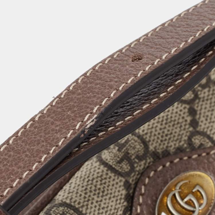 Pre Owned Gucci Beige GG Supreme Canvas and Leather Mini Ophidia Crossbody Bag