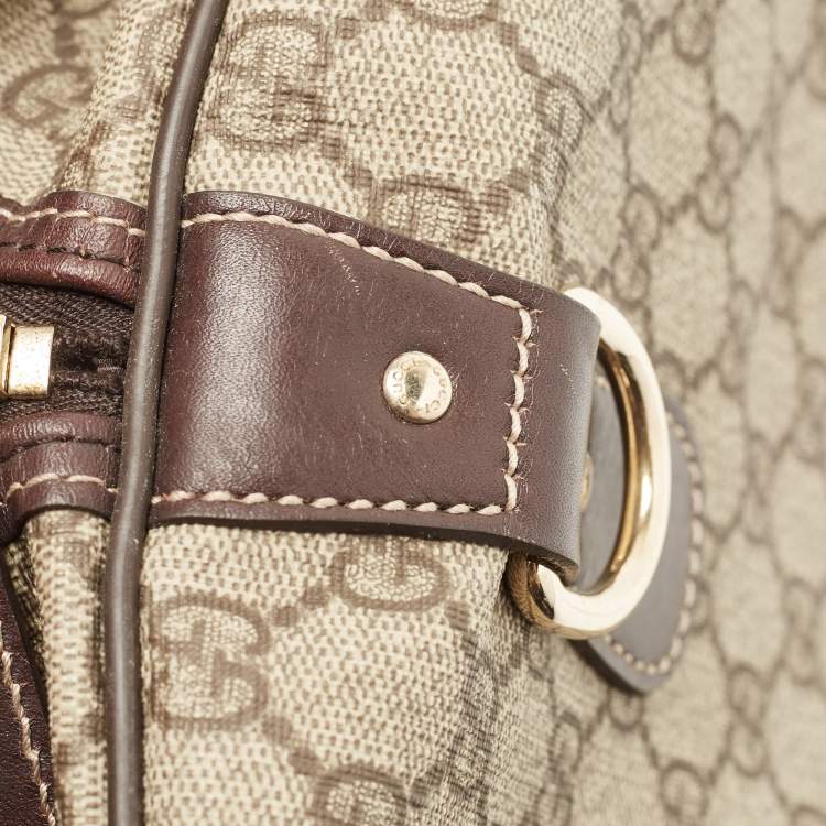 مملوكة مسبقًا Gucci Beige/Brown GG Supreme Canvas and Leather Carry On Duffel Bag