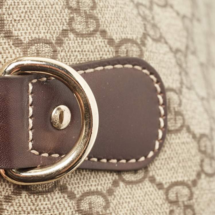 مملوكة مسبقًا Gucci Beige/Brown GG Supreme Canvas and Leather Carry On Duffel Bag