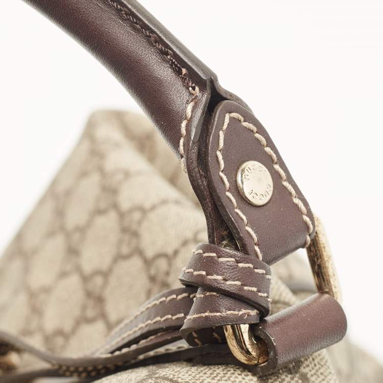 مملوكة مسبقًا Gucci Beige/Brown GG Supreme Canvas and Leather Carry On Duffel Bag