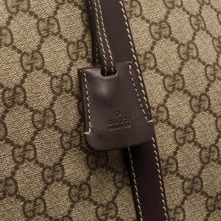مملوكة مسبقًا Gucci Beige/Brown GG Supreme Canvas and Leather Carry On Duffel Bag