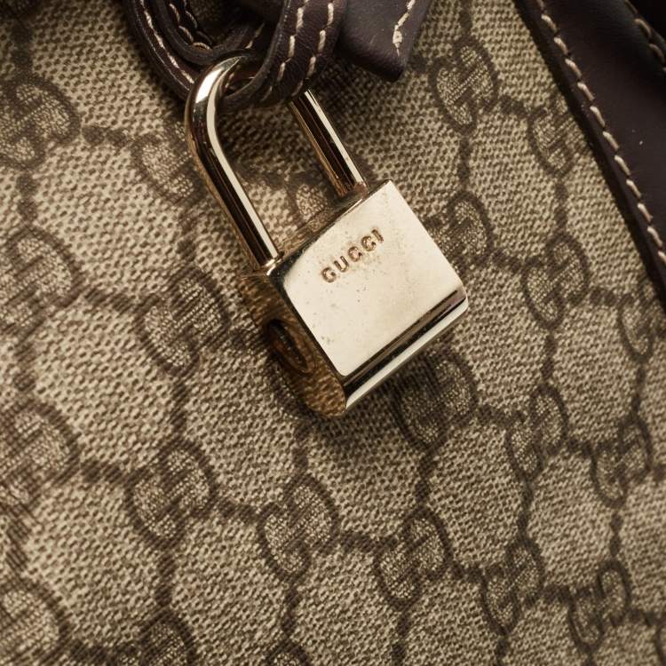 مملوكة مسبقًا Gucci Beige/Brown GG Supreme Canvas and Leather Carry On Duffel Bag